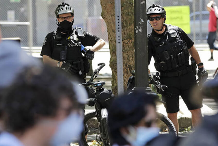 Police officers on bicycle patrol